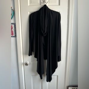 Tunic top plus waterfall jacket stretch flat knit black sz M